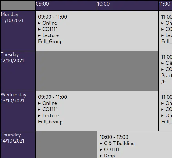 University Timetable